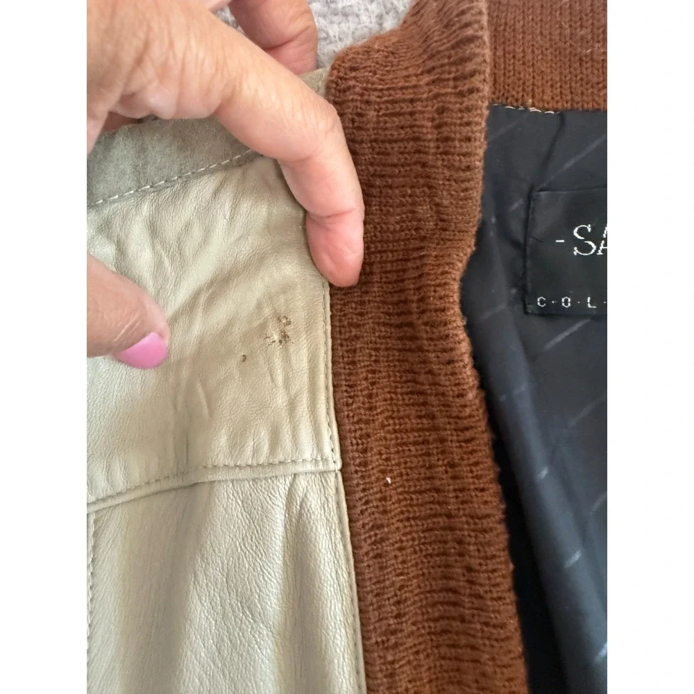 Vintage Leather Suede 3D Knit Sweater Jacket Mens XL Coogi Cosby 90s - Picture 4 of 9